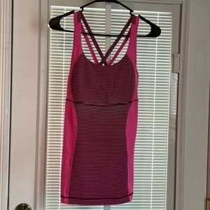 Lululemon Energy Tank ~Sz 8 P2P 15 Hyper Stripe Raspberry Glo Light Plum 829